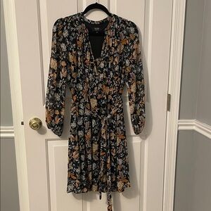 Black Floral Long-Sleeve Dress